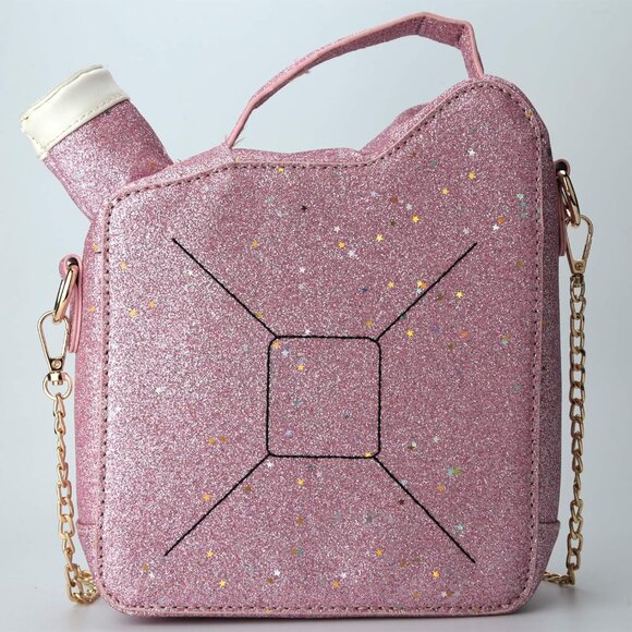 Gasoline Shape Shoulder Handbag Sequin PU CrossBody Bag for Women - Picture 4 of 5